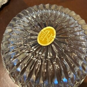Leonard Italy Crystal bowl with silver plated rim , silver plated spoon